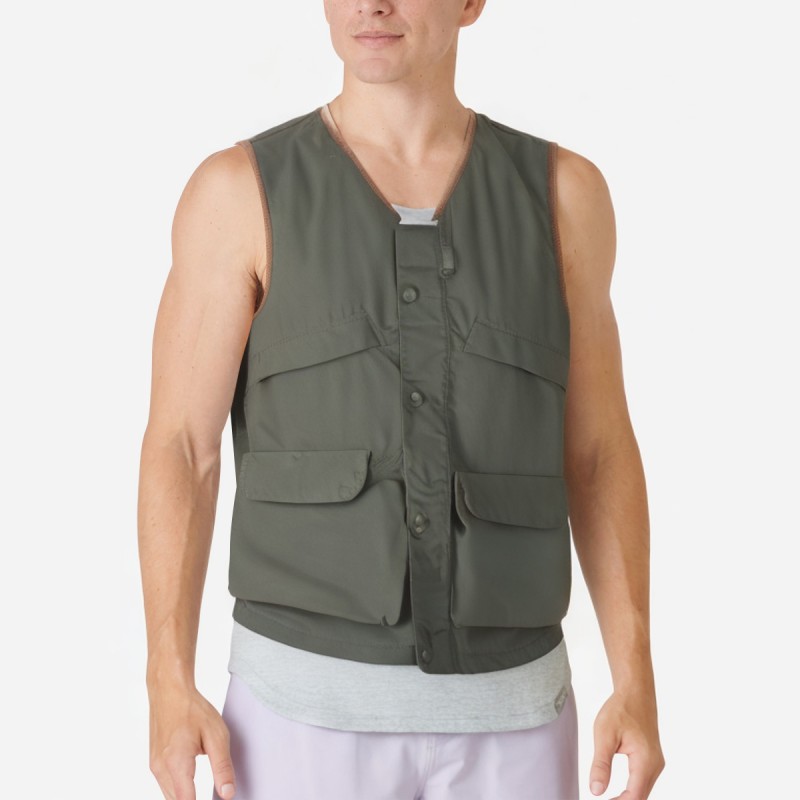 Military Green Stand Up Collar Fishing Vest
